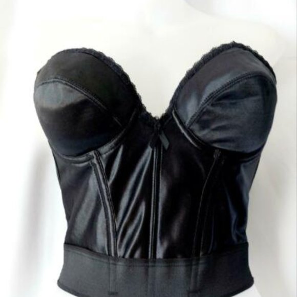 Victoria's Secret Tops Vintage Black Satin Strapless Backless